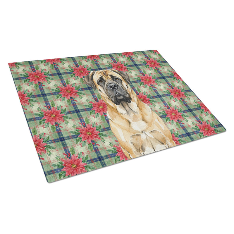 Planche à découper en verre Faw Mastiff Christmas PoinsettIas