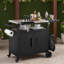 Îlot de cuisine avec chariot de rangement pour l'extérieur avec armoire de rangement, table pliable, roulettes, plateau en acier inoxydable, crochets, support à épices et couvercle imperméable