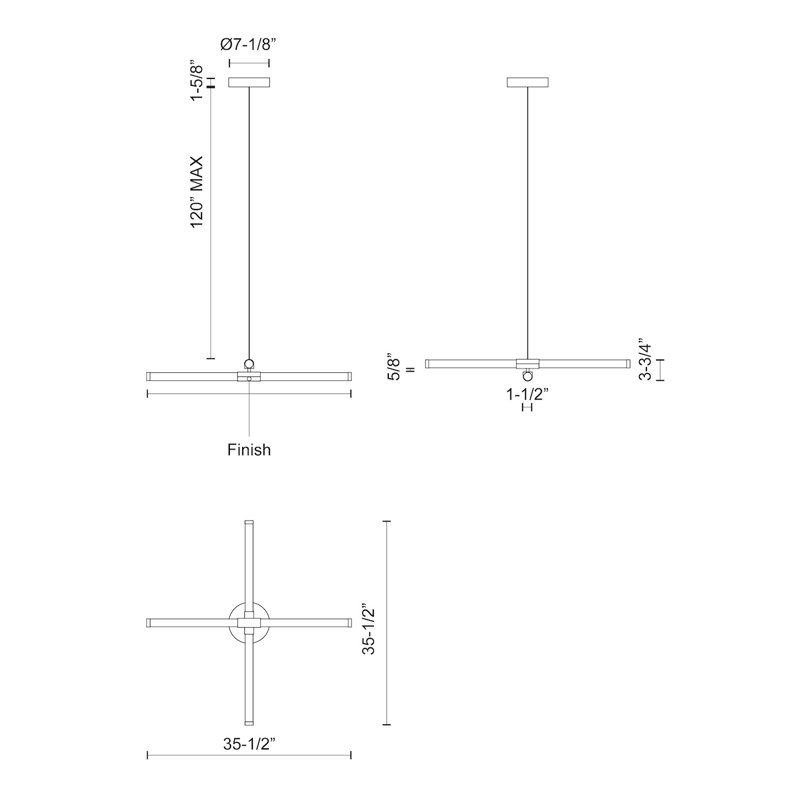Akari Black LED Linear Chandelier with Metallic Finish