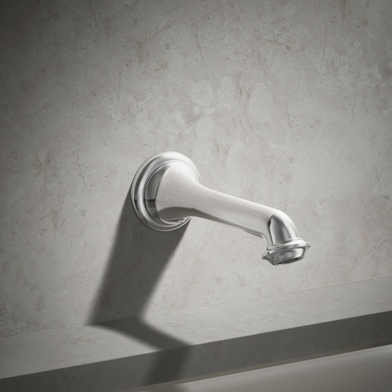 Artifacts Wall-Mount Bath Spout with Turned Design, Polished Chrome