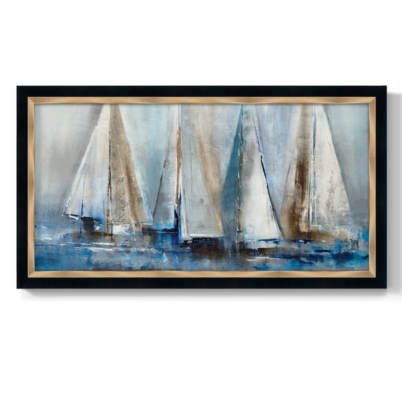 «Quiet Wind II», reproduction d'un seul cadre photo sur toile, H 29 po x l 53 po , Toile encadrée noire / dorée