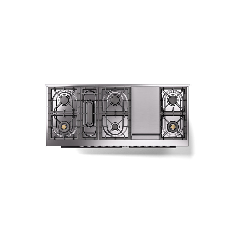 ILVE Professional Plus II 60 in Dual Fuel Range 9 Burner, Griddle, Stainless Steel, Liquid Propane