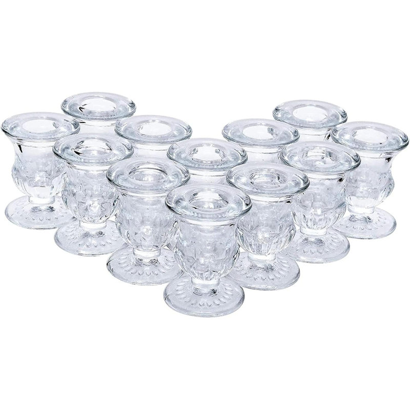 Hosley Set of 24 Glass Taper Candle Holders 2.5 Inches High Ideal Gift for Weddings Party Favor Reiki Meditation