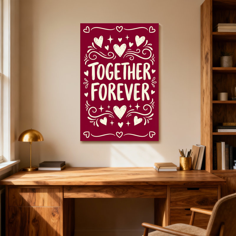 Valentine's Day Together Forever Heart Pattern Design, 48" H x 32" W