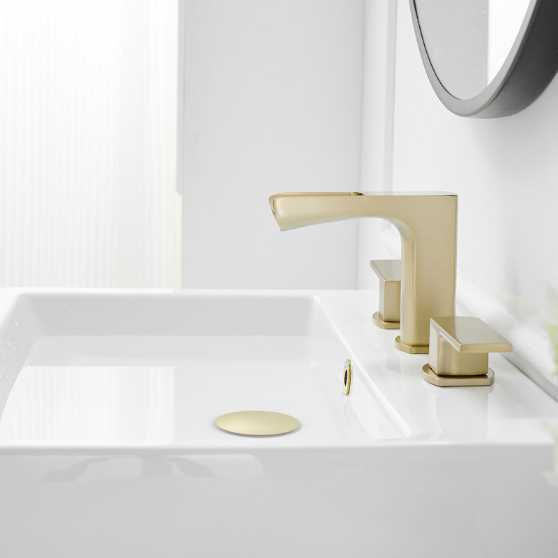 2-handle Bathroom Faucet with Drain Assembly, Brushed Gold