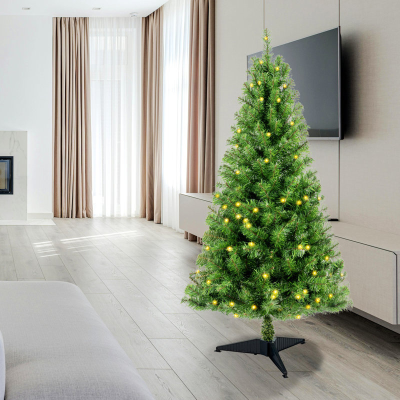 Arbre de Noël artificiel 4 pi avec base, 100 lumières DEL blanc chaud