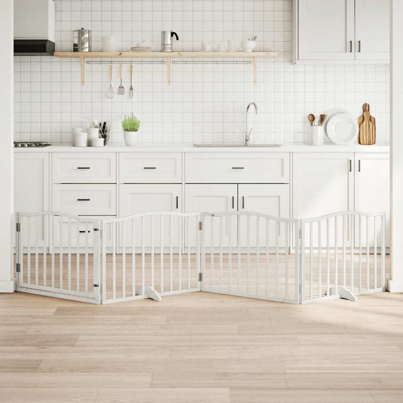 Reshunda Solid Wood Dog House Door, 60cm H x 320cm W x 2cm D, White