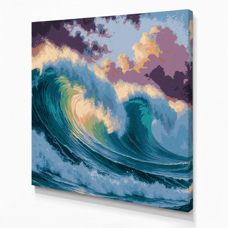 «Hawaiian Ocean Waves», art mural sur toile bleue, H 8 po x l 8 po