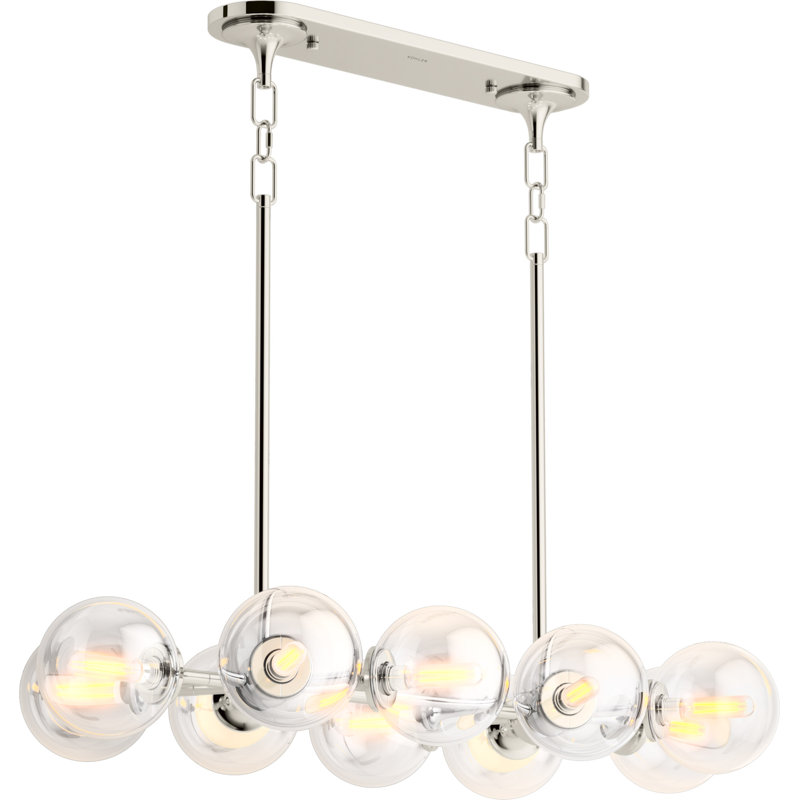 Bellera 10-Light Linear Chandelier, Polished Nickel