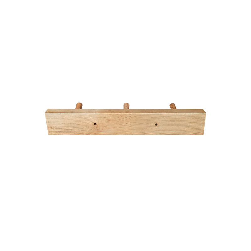Wall Mounted Coat Rack, Natural Hickory, 2" H x 15.75 " W x 0.75" D