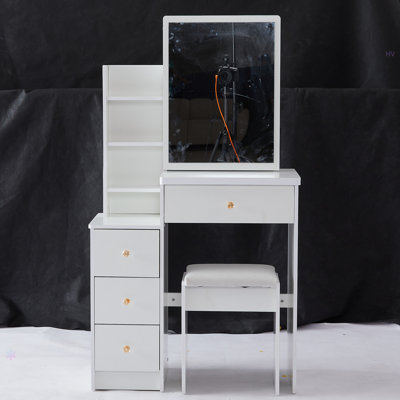 Petit meuble-lavabo 29,2 po avec tabouret de chevet et tabouret rembourré