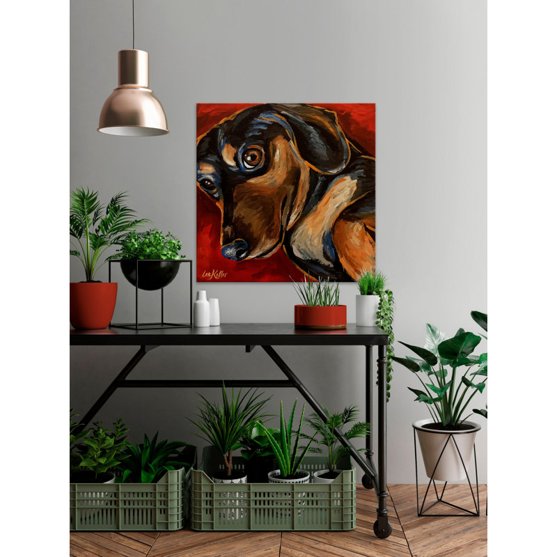 «Dachshund Game Day» par Lee Keller, reproduction sur toile, H 48 po x l 48 po x P 1,5 po