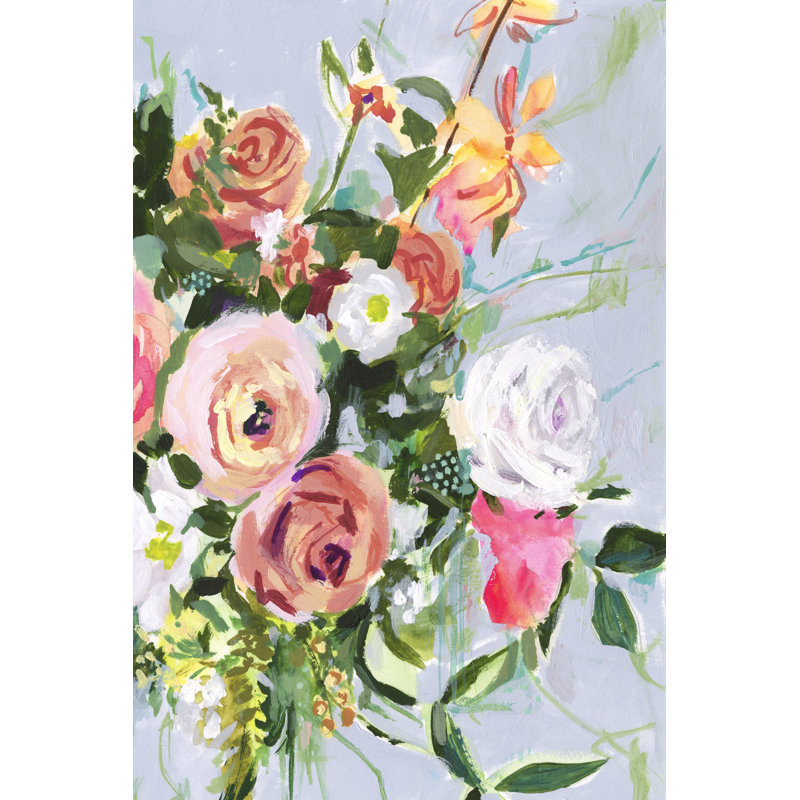 Mottled Flora II by Victoria Borges - Painting Print, 122cm H x 81cm W, Black Floater Framed