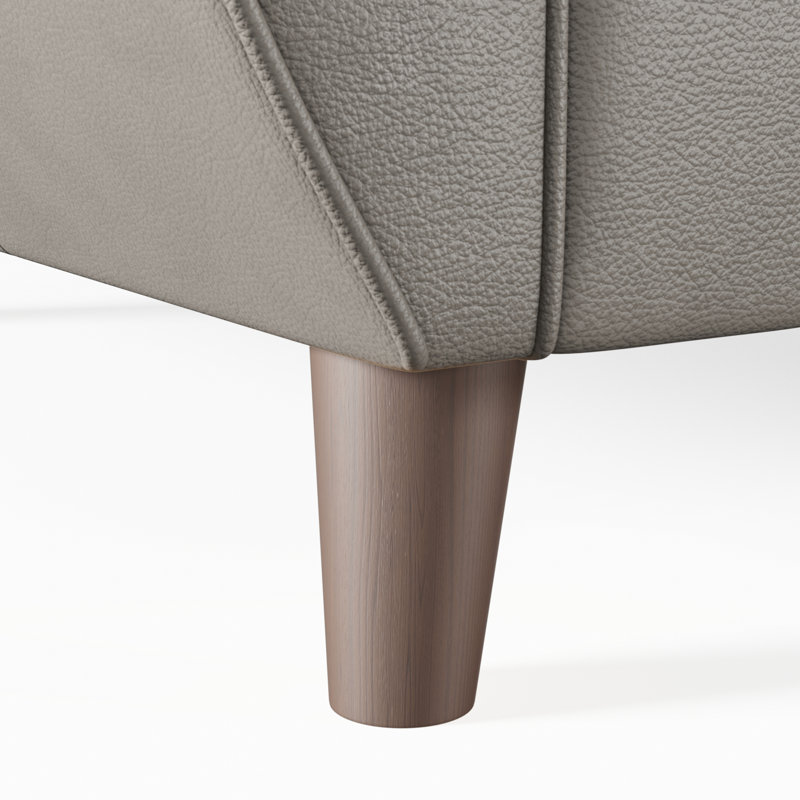 Marylin 3 Seater Leather Sofa, Stone Grey, Dark Wood