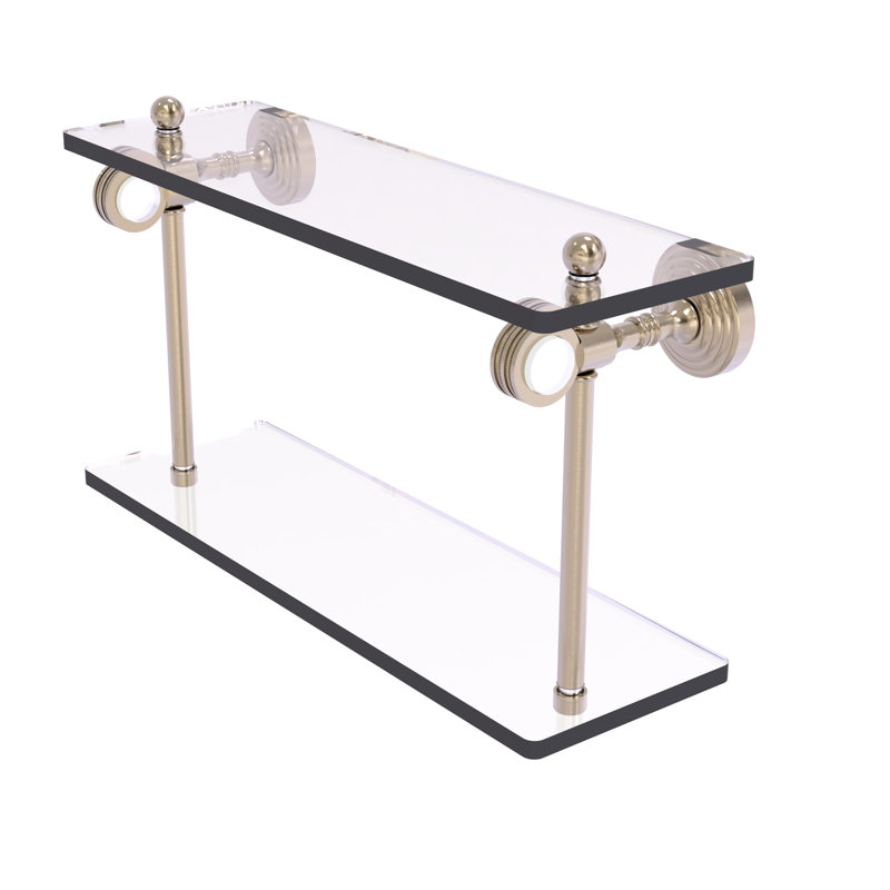 Étagère à 2 niveaux Jarrell, H 5,12 po x l 16 po x p 9,3 po, Étain antique