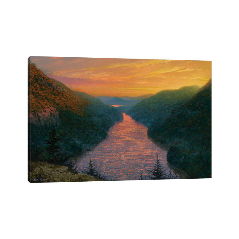 Sunset over Ausable Lake from Indian Head 1 Piece Wrapped Canvas Painting, 101.6 cm H x 66.04 cm W x 1.91 cm D