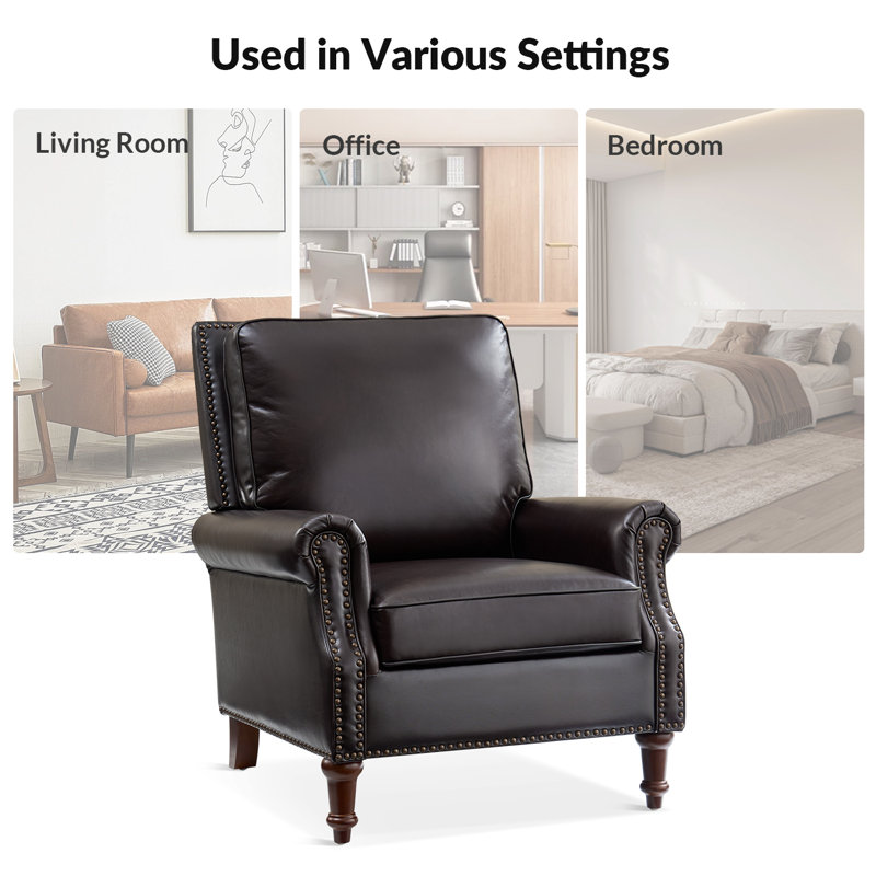 Chaise d'appoint en cuir véritable Wajeeh , Cuir véritable espresso