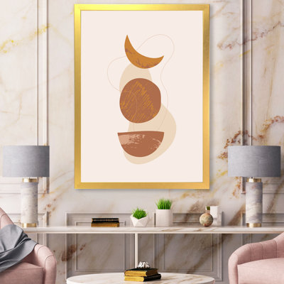 Moon and Sun Shapes in Retro Terracotta Tones I - Cadre photo, reproduction d'art sur toile