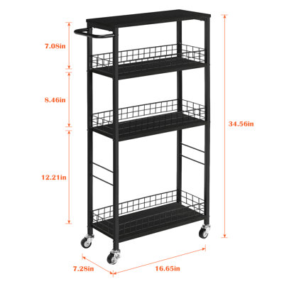 4 - Tier Narrow Gap Cart Black