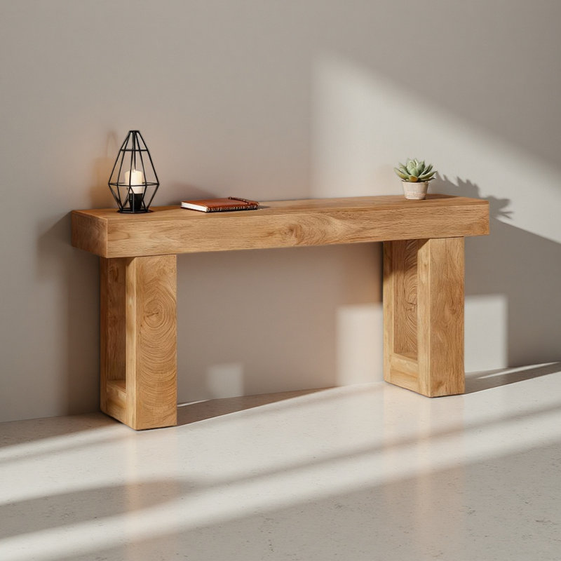 Wooden Console Table, Sofa Side Table, Living Room Table Rectangular Sofa Table Behind The Couch, Natural