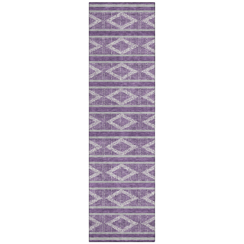 Lume Purple Washable Indoor-Outdoor Rug - , 2'3" x 7'6"