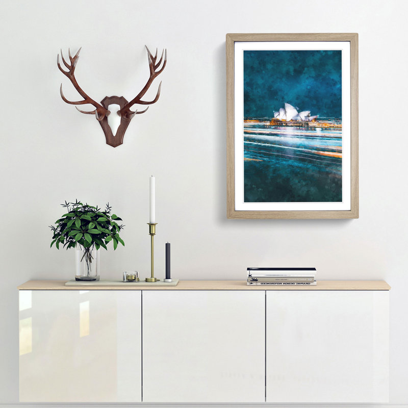 Sydney Opera House Lights - Framed Print, Oak Framed, 63cm H x 45cm W x 2cm D