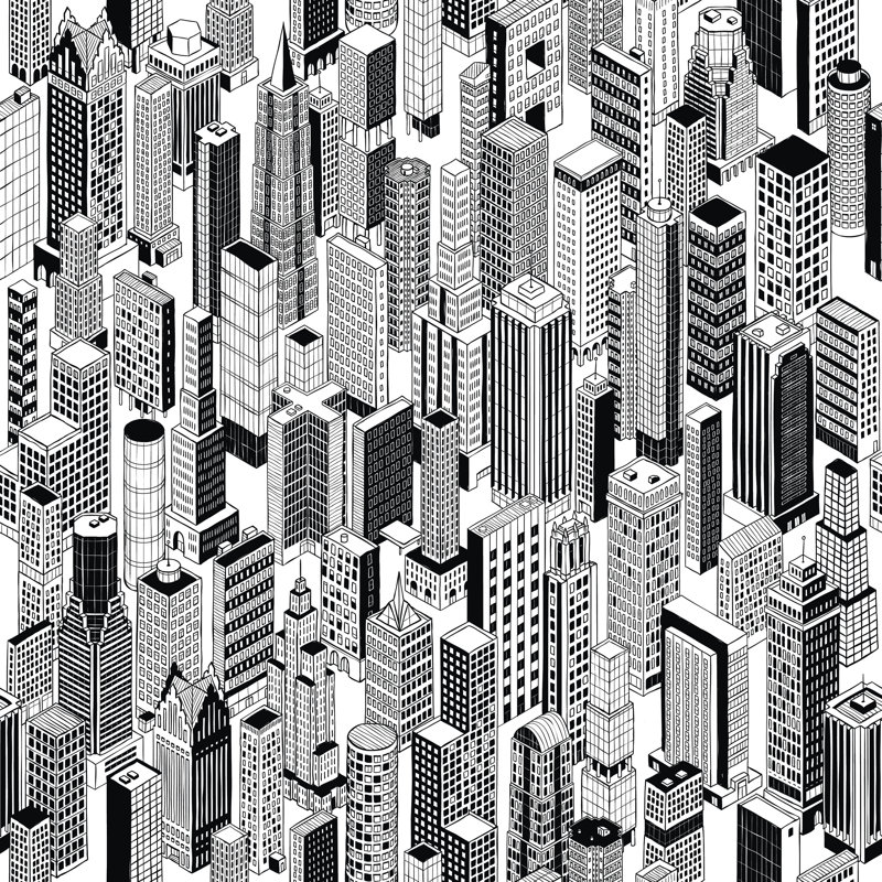 «Vaia Skyscraper City», impression sur toile, H 36 po x l 36 po, Non, Toile tendue