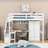 Full Wood Loft Bed with Desk, Wardrobe, Drawer, Shelves and Charging Station-846864099