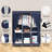 Wardrobe Closet Storage with 3 Hanging Rods, Portable Closet Organizers and Storage, Clothes Rack Shelf Garment Cabinet, Tool Free Assembly-299868657