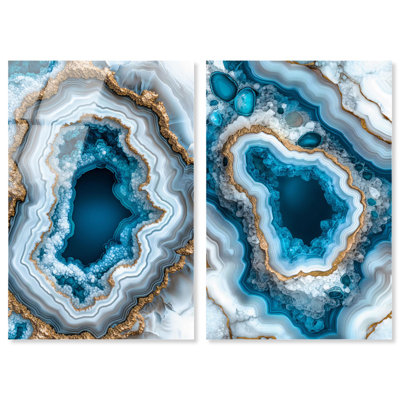 Ensemble d'art mural en acrylique Godeed Geode Eye par Art Remedy, prêt à être accroché