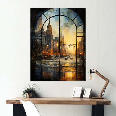 Rétro vue de la fenêtre de New York, art mural en métal New York City