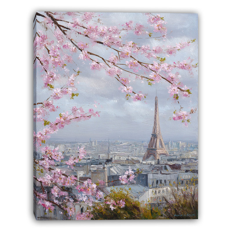 «Spring Blossoms Over Paris», art mural sur toile tendue, H 36 po x l 24 po