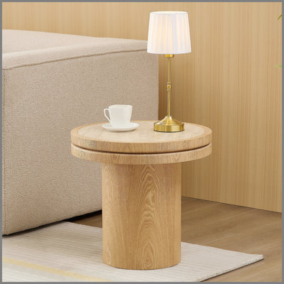 Table d'appoint ronde en bois aggloméré de 19,49 pouces en bois aggloméré pour le salon et la chambre à coucher