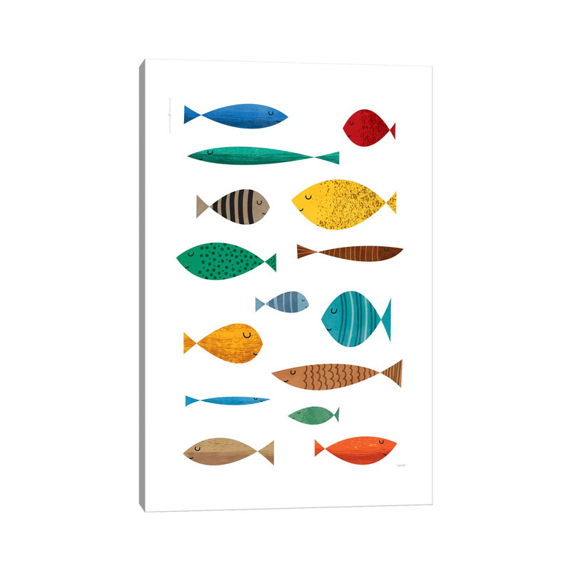 Poisson - imprimé, Toile tendue, Pas de tapis, H 12 po x l 8 po x P 0,75 po