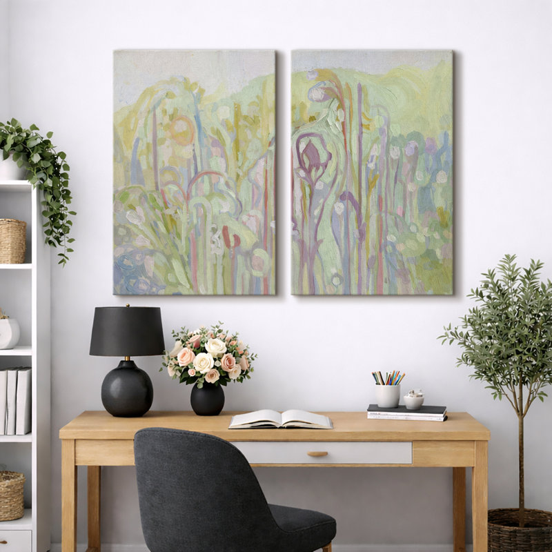 «Pastel Abstract Garden Art», photos de salon, impression sur toile encadrée, H 24 po x l 32 po, Toile tendue