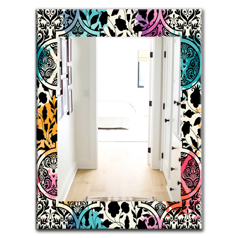Floral Glass Frame Mirror, 29.5" W x 39.4" H