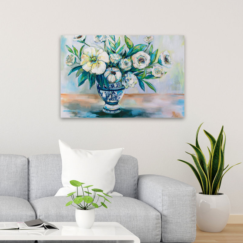 Art turquoise et finesse asiatique, H 24 po x l 36 po