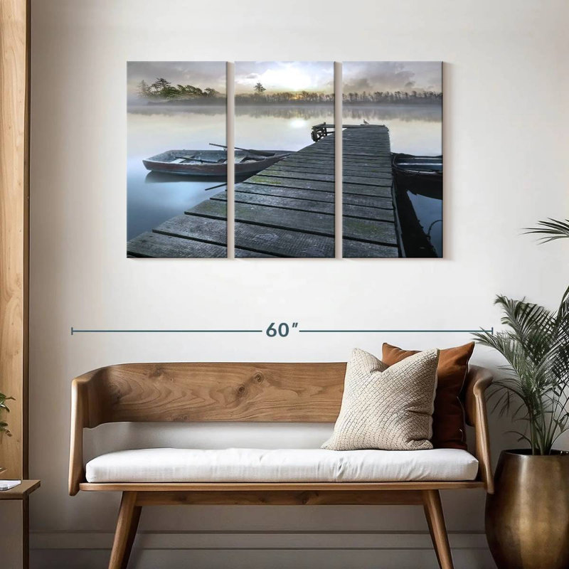 Misty Morning Pier, H 28 po x l 45 po