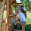 Backyard Discovery Beach Front Cedar Wood Swing Set with Play Deck, Monkey Bars, 8-Foot Wave Slide, Rock Wall Ladder & Swings