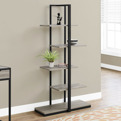 Bookshelf, Bookcase, Etagere, 5 Tier, 60"H, Office, Bedroom, Laminate, Metal, Contemporary, Modern