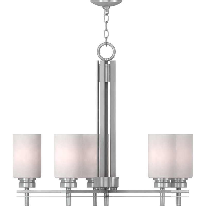 Lustre suspendu 5 lumières en nickel Carena, Nickel