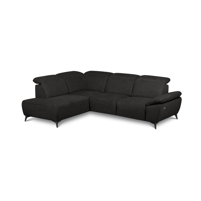 Relaxio Stylish Corner Sofa with Power Reclining & Multi Position Headrests & Adjustable Armrest, Left Hand Facing, Black