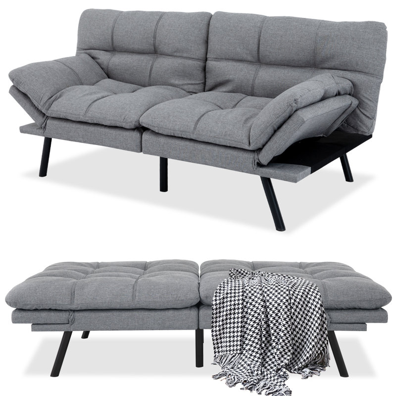 George Oliver & Unia ！！ Futon Sofa Bed with Adjustable Armrests & Backrests - 2.5" Plush Memory Foam, 15-Min Assembly, Compact Space Hero