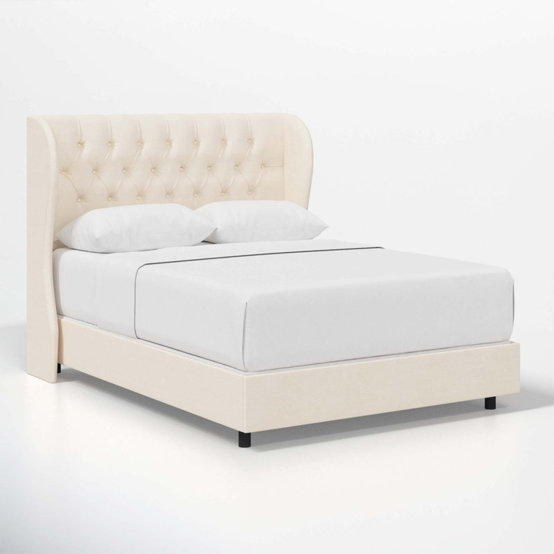Tomey Upholstered Wingback Bed, Full, Como Rosewater