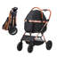 Poussette pour animal de compagnie, poussette pour chien à 4 roues pivotantes avec freins, capacité de poids de 66 lb, poussette pour chiot avec support amovible, panier de rangement et coussin pour animal de compagnie, pour petits et moyens chiens