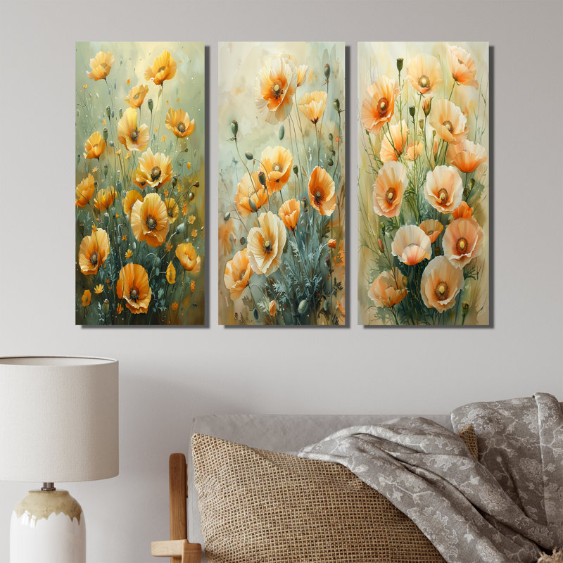 «Yellow Poppies Whispers Of Love I» - Collection de reproductions sur toile Poppies, Toile tendue, Ne s’applique pas