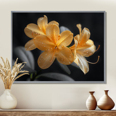 Rhododendron jaune et noir «Midnight Bloom I» - impression d'art mural rhododendron