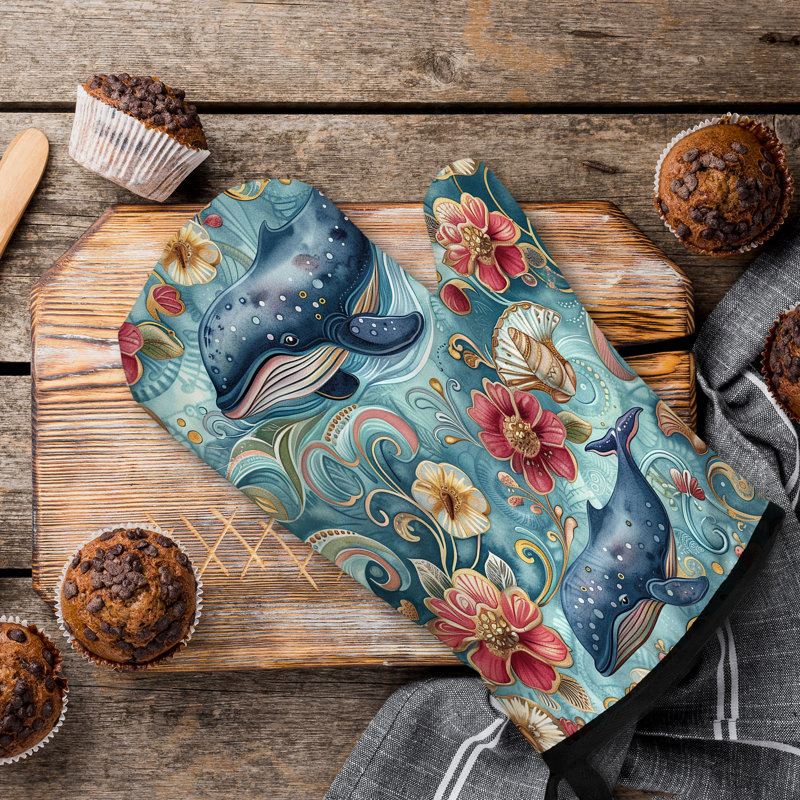 Wave Creatures Oven Mitt Cotton Twill