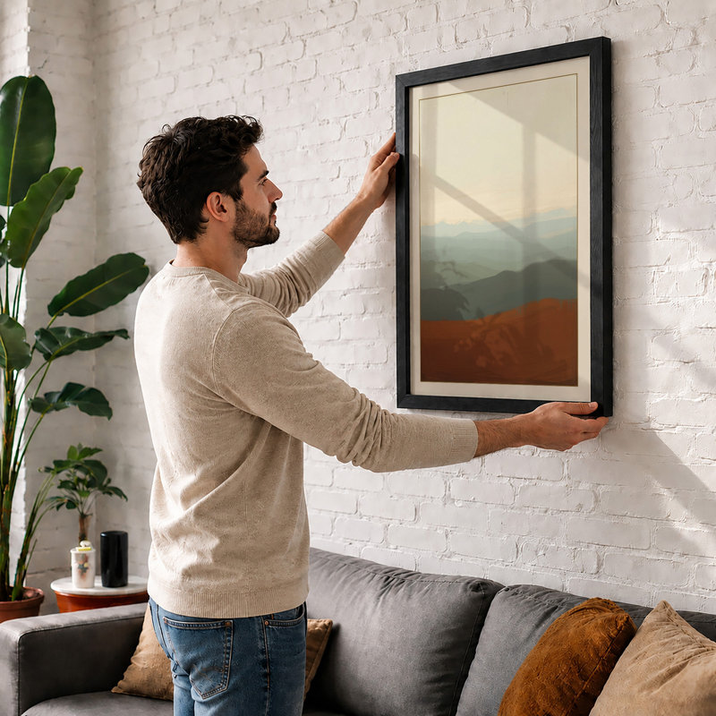 Mountains at Distance Scandinavian - Framed Print, A4 - 29.7 x 21.0 cm, White