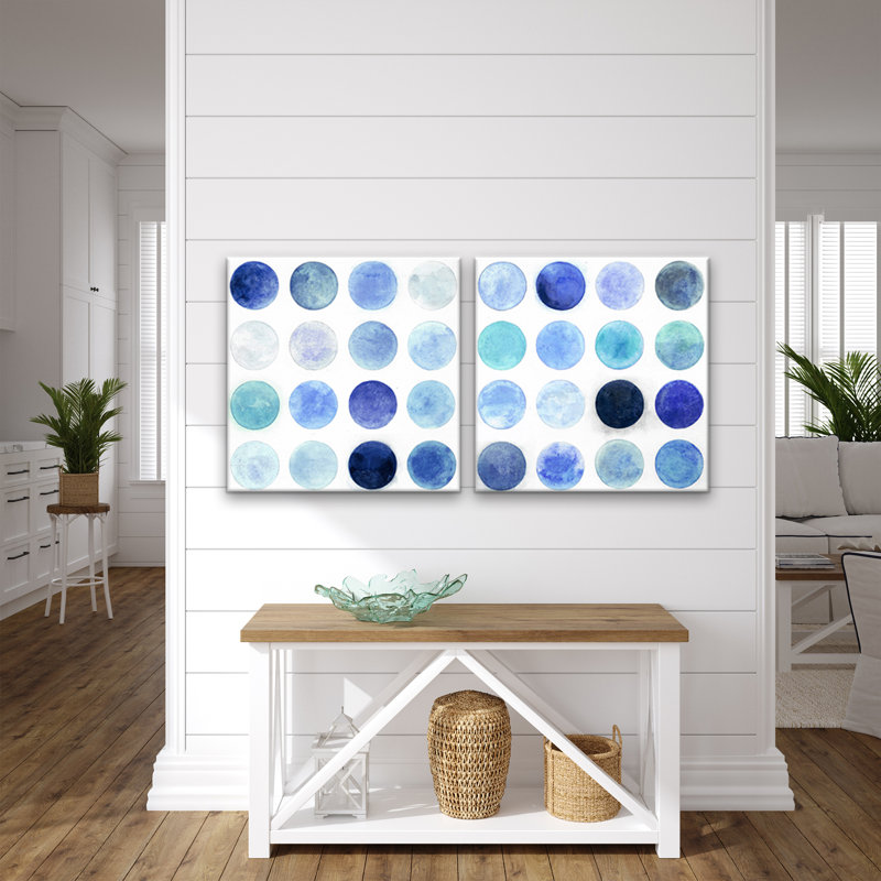 «Blue Moons I / II» par Norman Wyatt Jr., ensemble de 2 reproductions sur toiles tendues, H 24 po x l 48 po x 1,5 po